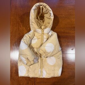 Zara Yellow / Cream Circle Print Hooded Puffer Jacket